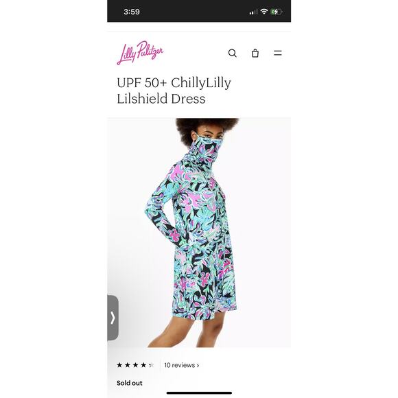 Lilly Pulitzer Blue Floral Long Sleeve UPF 50+ Chillylilly Lilshield Dress M - Picture 6 of 6